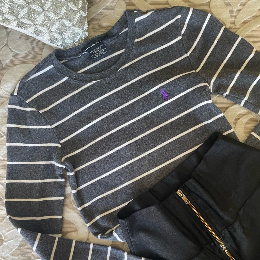 Woman's polo sport by Ralph Lauren size small cotton striped long sleeve